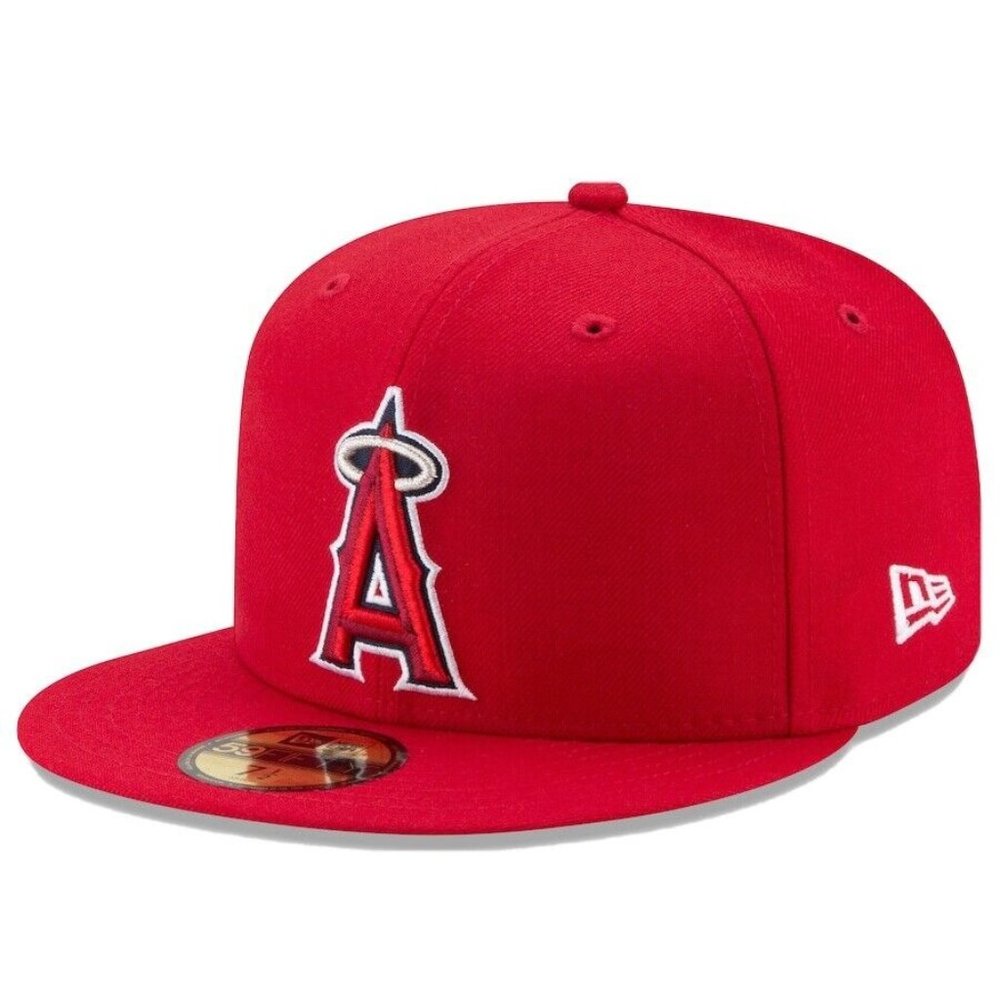 MLB New Era Los Angeles Angels Fitted 59FIFTY Baseball Hat Red Anaheim